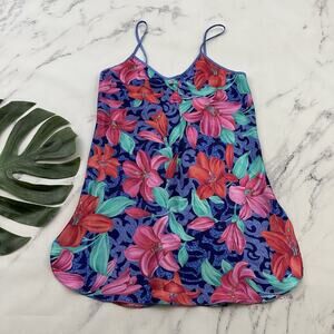 California Dynasty Womens Vintage Y2k Slip Mini Dress Size S Purple Pink Floral